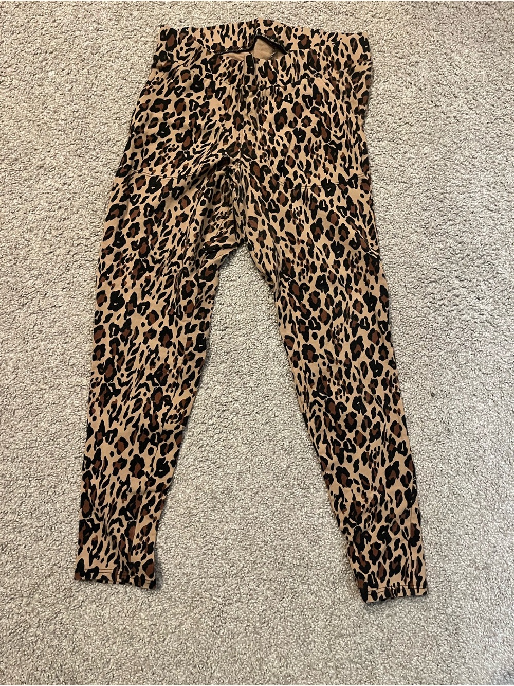 Women's Leopard Print Leggings - Tan and Black